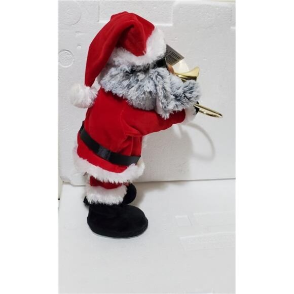 Animated  Musical African American Santa  With Trombone Christmas Decor Plush - Picture 7 of 9